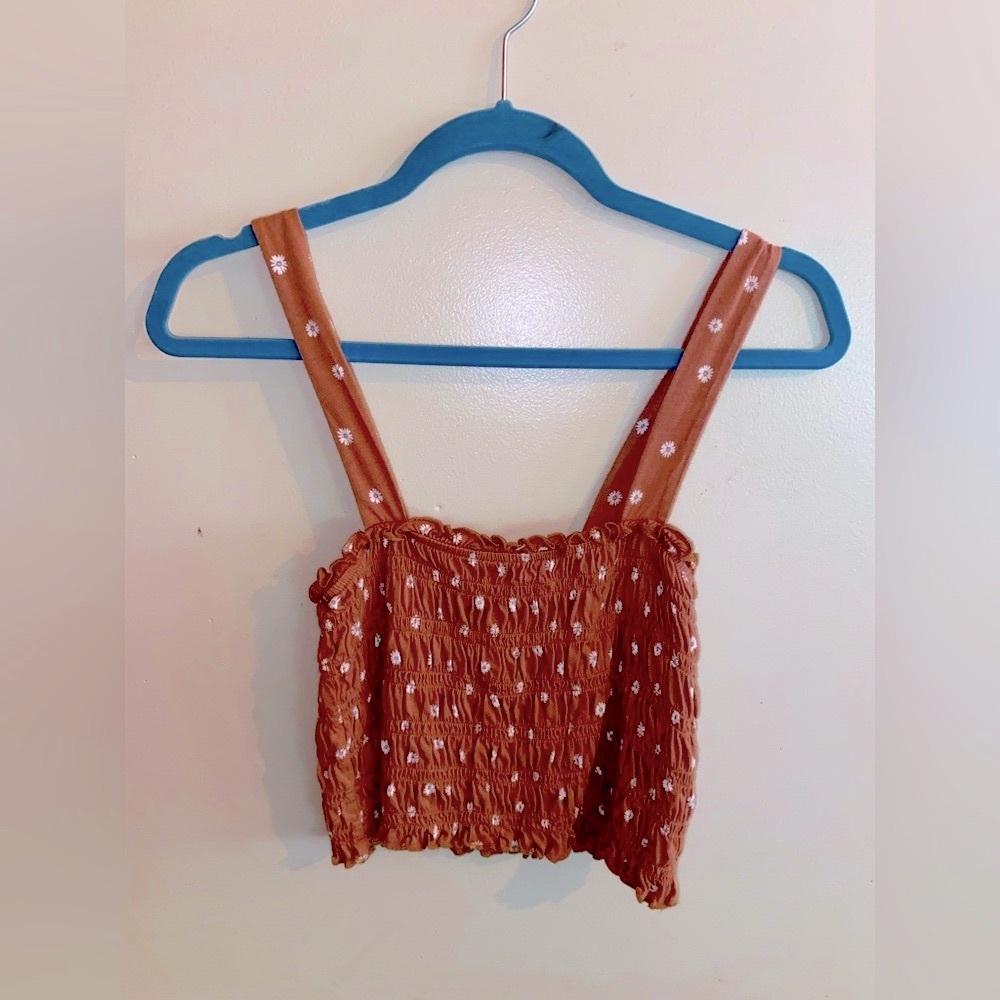 American Eagle Coral Crop Top Tank Top Size Small